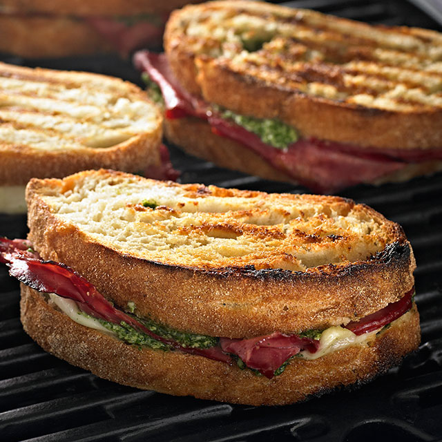 Toast Pesto And Pastrami Square